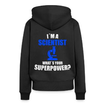 Superpuissance scientifique - Sweat à capuche Premium bio Femme - noir - Dos - Julia (174cm)