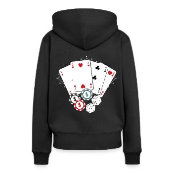 Poker Card - Poker Cartes cartes Full house - Sweat à capuche Premium bio Femme - noir - Dos - Julia (174cm)
