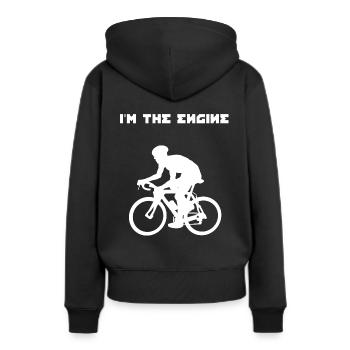 Ich bin der Motor Fahrrad - Frauen Premium Bio Hoodie - Schwarz - Hinten - Julia (174cm)