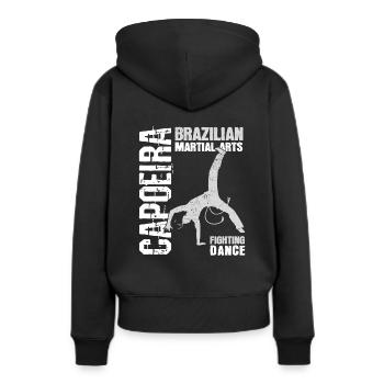 Capoeira - Sweat à capuche Premium bio Femme - noir - Dos - Julia (174cm)