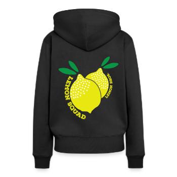 Lemon Squad Lemon Bros. - Frauen Premium Bio Hoodie - Schwarz - Hinten - Julia (174cm)