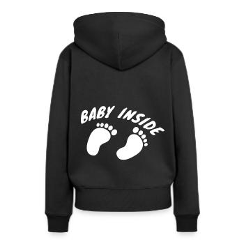bébé à l'intérieur enceinte - Sweat à capuche Premium bio Femme - noir - Dos - Julia (174cm)