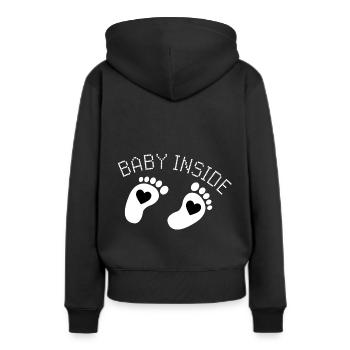 bébé à l'intérieur sur le ventre de bébé - Sweat à capuche Premium bio Femme - noir - Dos - Julia (174cm)