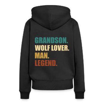 Légende du petit-fils loup - Sweat à capuche Premium bio Femme - noir - Dos - Julia (174cm)