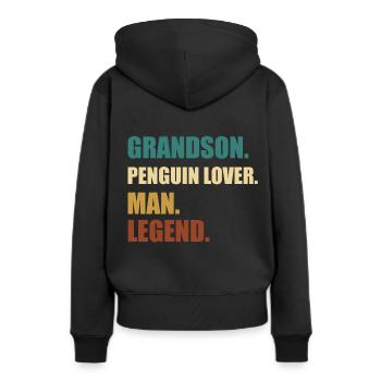 Légende du petit-fils pingouin - Sweat à capuche Premium bio Femme - noir - Dos - Julia (174cm)