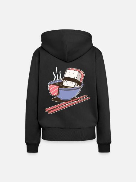 Sushi Suppe Illustration Geschenk - Frauen Premium Bio Hoodie - Schwarz