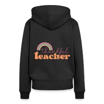 Professeur reconnaissant de Thanksgiving - Sweat à capuche Premium bio Femme - noir - Dos - Julia (174cm)