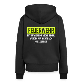 Idée cadeau cendres pompiers volontaires - Sweat à capuche Premium bio Femme - noir - Dos - Julia (174cm)