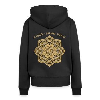 Hindouisme Mandala symbole Savourer la vie Cooles - Sweat à capuche Premium bio Femme - noir - Dos - Julia (174cm)