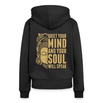 L’ de l’hindouisme parle bouddhiste Cooles - Sweat à capuche Premium bio Femme - noir - Dos - Julia (174cm)