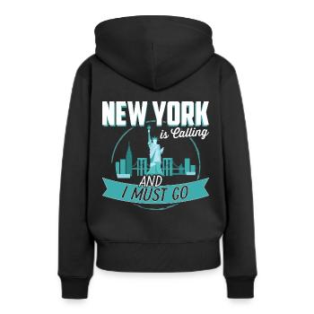 New York ruft und ich muss gehen Reise Cooles - Frauen Premium Bio Hoodie - Schwarz - Hinten - Julia (174cm)