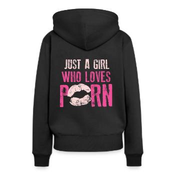 Fille porno fille femme - Sweat à capuche Premium bio Femme - noir - Dos - Julia (174cm)