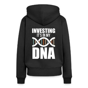 Investieren Kapital Cash ist in meiner DNA - Frauen Premium Bio Hoodie - Schwarz - Hinten - Julia (174cm)