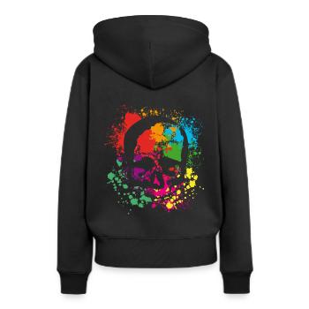 Crâne - crâne - éclaboussure de couleur - Sweat à capuche Premium bio Femme - noir - Dos - Julia (174cm)