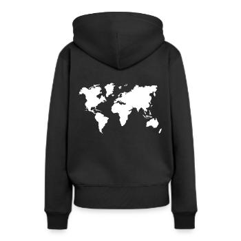 Weltkarte Reise Kontinente - Frauen Premium Bio Hoodie - Schwarz - Hinten - Julia (174cm)