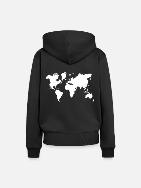 Weltkarte Reise Kontinente - Frauen Premium Bio Hoodie - Schwarz