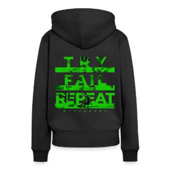 Try, Fail, Repeat. Wakeboard Wakeskate Ski nautique - Sweat à capuche Premium bio Femme - noir - Dos - Julia (174cm)