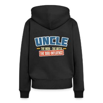 oncle la mauvaise influence - Sweat à capuche Premium bio Femme - noir - Dos - Julia (174cm)