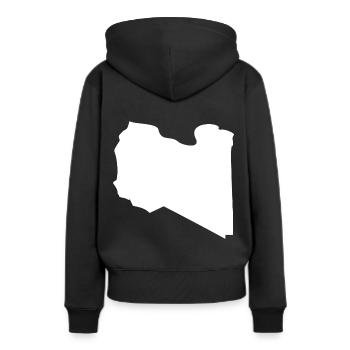 Drapeau de la carte de la Libye - Sweat à capuche Premium bio Femme - noir - Dos - Julia (174cm)