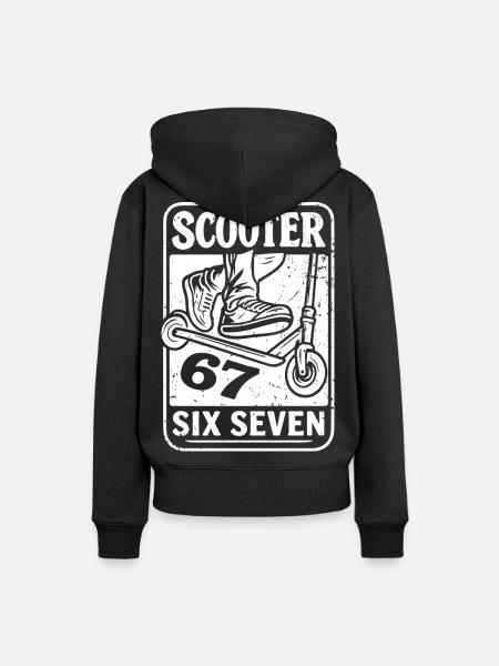 Backprint | Freestyle-Scooter Tretroller 67s - Frauen Premium Bio Hoodie - Schwarz