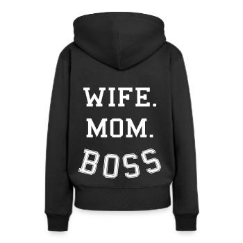 Ehefrau Mutter Chefin - wife mom boss - Frauen Premium Bio Hoodie - Schwarz - Hinten - Julia (174cm)