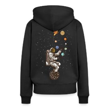 lustiger Zirkus Astronaut - Frauen Premium Bio Hoodie - Schwarz - Hinten - Julia (174cm)