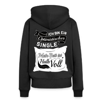 Optimistischer Single - Beziehung Status Statement - Frauen Premium Bio Hoodie - Schwarz - Hinten - Julia (174cm)
