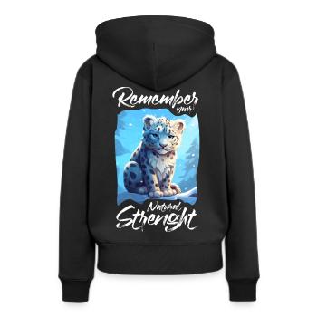 Schneeleopard Arktis Arktische Tiere Tierschutz - Frauen Premium Bio Hoodie - Schwarz - Hinten - Julia (174cm)