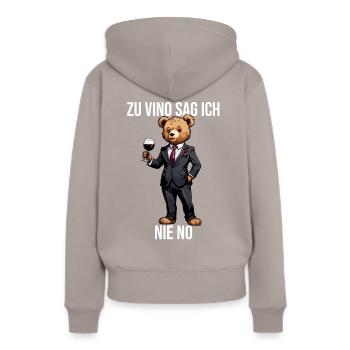 Zu Vino sag ich nie No Teddybär - Frauen Premium Bio Hoodie - Taupe - Hinten - Julia (174cm)
