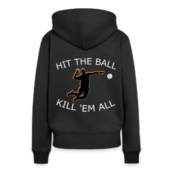 Volleyball Schmetterball Geschenk - Frauen Premium Bio Hoodie - Schwarz - Hinten - Julia (174cm)