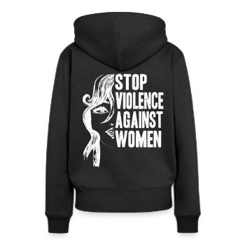 Gewalt gegen Frauen - Frauen Premium Bio Hoodie - Schwarz - Hinten - Julia (174cm)
