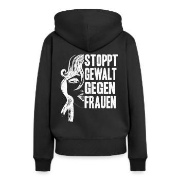 Stoppt Gewalt gegen Frauen - Frauen Premium Bio Hoodie - Schwarz - Hinten - Julia (174cm)