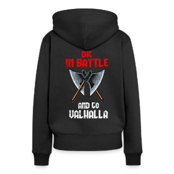 Wikinger - Frauen Premium Bio Hoodie - Schwarz - Hinten - Julia (174cm)