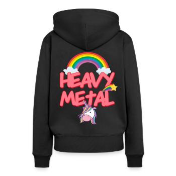 HEAVY METAL headbanger licorne licorne thrash rock - Sweat à capuche Premium bio Femme - noir - Dos - Julia (174cm)