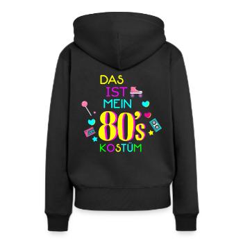 80er - Frauen Premium Bio Hoodie - Schwarz - Hinten - Julia (174cm)