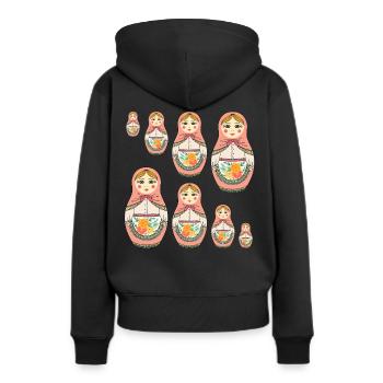 Matroschka Russland Babuschka Puppe - Frauen Premium Bio Hoodie - Schwarz - Hinten - Julia (174cm)