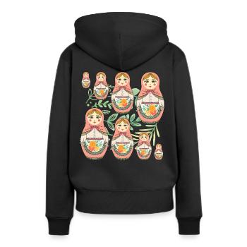 Matroschka Russland Babuschka Puppe - Frauen Premium Bio Hoodie - Schwarz - Hinten - Julia (174cm)