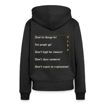 Let things be! - Frauen Premium Bio Hoodie - Schwarz - Hinten - Julia (174cm)