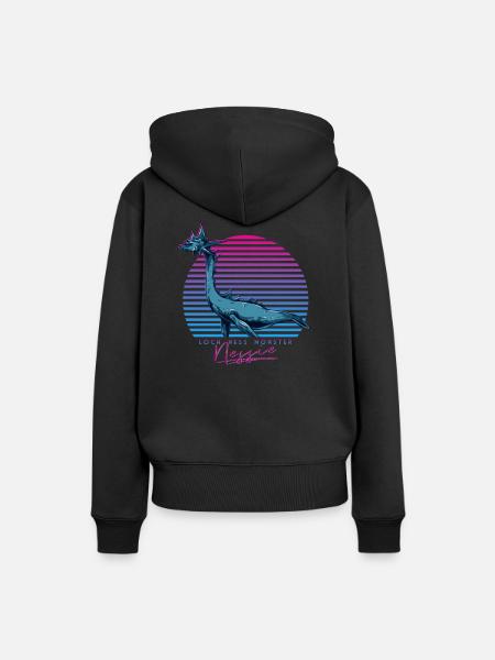 Vintage Retro Neon 80s Loch Ness Monster Nessie - Women’s Premium Organic Hoodie - black