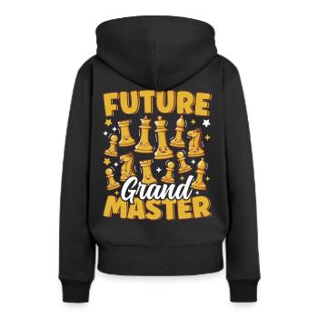 Zukünftiger Großmeister-Schachspieler Niedliche Schachfiguren - Frauen Premium Bio Hoodie - Schwarz - Hinten - Julia (174cm)