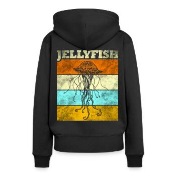 Qualle - Frauen Premium Bio Hoodie - Schwarz - Hinten - Julia (174cm)