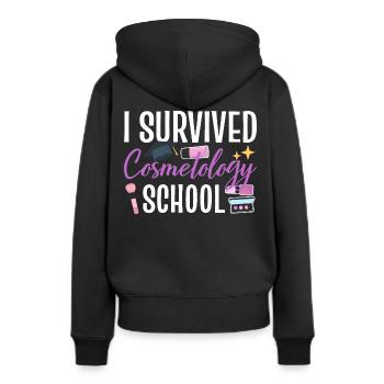 I Survived Cosmetology School - Frauen Premium Bio Hoodie - Schwarz - Hinten - Julia (174cm)
