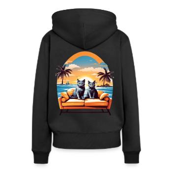 Katzen am Meer - Frauen Premium Bio Hoodie - Schwarz - Hinten - Julia (174cm)