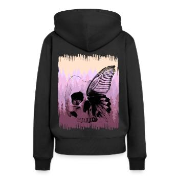 Réincarnation Papillon Nature Crâne - Sweat à capuche Premium bio Femme - noir - Dos - Julia (174cm)