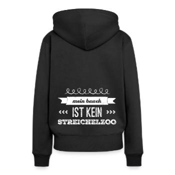 Mein Bauch ist kein Streichelzoo für Schwangere - Frauen Premium Bio Hoodie - Schwarz - Hinten - Julia (174cm)