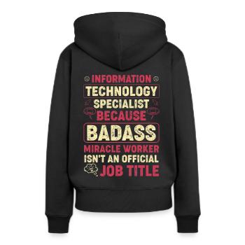 Information Technologie Spezialist IT Computer - Frauen Premium Bio Hoodie - Schwarz - Hinten - Julia (174cm)