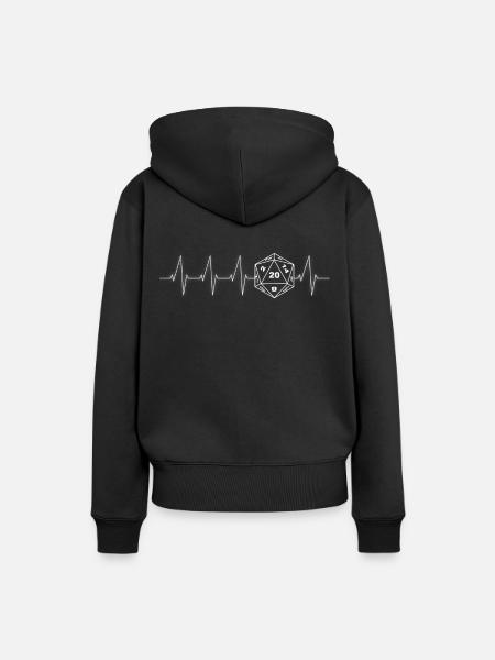 Heartbeat RPG Dice RPG wit - Vrouwen Premium Bio hoodie - zwart