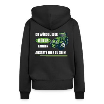 Lustige Sprüche Landwirtschaft Acker Bauer Traktor - Frauen Premium Bio Hoodie - Schwarz - Hinten - Julia (174cm)