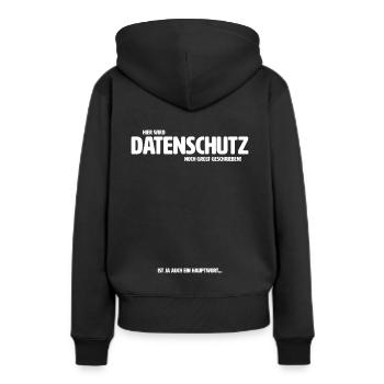 Hier wird Datenschutz noch groß geschrieben DSB - Frauen Premium Bio Hoodie - Schwarz - Hinten - Julia (174cm)