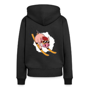 Piste boom - ski - snowboard - après ski - Sweat à capuche Premium bio Femme - noir - Dos - Julia (174cm)